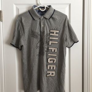 Tommy Hilfiger Polo Men’s (L) Grey/Blue Embroidere